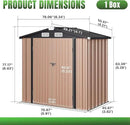 Aoxun 6'x4' Outdoor Storage Shed with Base Galvanized Steel Metal Garden Shed for Patio, Lawn & Garden(Brown, 6' x 4'W/Base) by GreenHaven Gardens