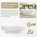 43.3" Oval Fluted Coffee Table Modern Elegant Drum End Table, Minimalist Center Table 7.8" Thick Tabletop with Sturdy Base for Living Room, Bedroom, Apartment,Easy Assembly, White by CozyNest Decor