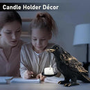 Raven Gothic Home Decor Fake Crow Light Holder Raven Lamp Tealight Candle Holder Resin Raven Statue Wearing Gold by CozyNest Decor