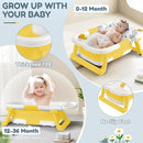 Collapsible Baby Bathtub,Baby Bath Tub with Thermometer & Soft Cushion,Baby Bathtub for Newborn to Toddler 0-36 Months,Portable Travel Baby Tub with No-Slip Feet,Baby Shower Gifts,Yellow by TinyTreasures Baby Boutique