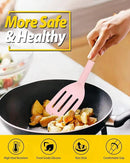 Pack of 2 Silicone Cooking Spatula, Heat Resistant Solid Turner, Non Stick Slotted Spatulas with Wooden Short Handle,Ideal Wood Kitchen Utensils Set for Frying, Baking, Flipping, Turning by CozyNest Decor