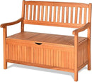 Tangkula Outdoor Wood Storage Bench Deck Box, Entryway Porch Storage Bench with Inner Removable Dust-Proof Lining & Portable Handles, Eucalyptus Wood Loveseat for Garden, Lawn, Balcony & Yard by CozyNest Decor