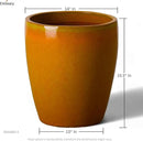 Emissary Bullet 14 in. Bright Orange Ceramic Round Planter (14 in. L x 14 in. W x 15.5 in. H) with Drainage Hole by CozyNest Decor