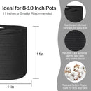 Cotton Rope Plant Basket, Woven Basket Planter for 10 inch Pot, Round Indoor Tree Pot Cover, Small Storage Bin Organizer, Modern Basket for Plants and Home Decor, 11”X11”, Black by GreenHaven Gardens