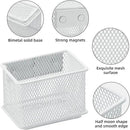 dedoot 2 Pack Pen Holder, 3.45x2.3x2.6inch Magnetic Basket Locker Organizer Metal Mesh Pencil Memo Holder for Whiteboard, Fridge, Desk, Offices,White by CozyNest Decor