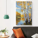Poplar trees beside the blue sky and white clouds are suitable for living rooms bedrooms and offices Landscape posters and wall paintings by CozyNest Decor