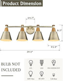 FEMILA Vanity Lights, 4-Lights Bathroom Light Fixtures Over Mirror, Antique Brass Wall Sconces Lamp with Hammered Metal Shade Finish, 4FG59B-4W BG by CozyNest Decor
