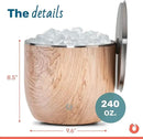 SNOWFOX XL Premium Vacuum Insulated Double Wall Stainless Steel Ice Bucket with Lid/Scoop, Bar Accessories, Large Elegant Party Bucket, Chill Several Bottles, Beautiful Entertaining, 7L, Natural Teak by CozyNest Decor