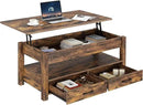 Rolanstar Coffee Table, Lift Top Coffee Table with Drawers and Hidden Compartment, Retro Central Table with Wooden Lift Tabletop, for Living Room,Rustic Brown by CozyNest Decor