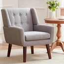 HUIMO Accent Chairs Set of 4, Upholstered Button Tufted Armchair, Linen Fabric Sofa Chairs for Bedroom, Living Room, Mid Century Modern Comfy Reading Chair (4, Light Grey) by CozyNest Decor
