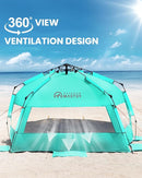 OutdoorMaster Beach Tent with Blackout Shelter Technology, Portable Beach Shade Sun Shelter Canopy for 4-6 Person with UPF 50+ UV Protection, Easy Setup Pop Up Tent Family Size by TinyTreasures Baby Boutique