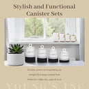 Youngs 21207 Ceramic Canister with Wood Lid and Silicon Seal, Crystal Knob and Blessing Bead Tassel Accent, 4-piece Set by CozyNest Decor