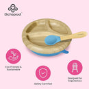 Abiie Octopod Bamboo Dish - Kids Plates for 4 months and up, 3-Compartment Baby Plates with Suction, Round Bamboo Baby Plate, Mess-Free Toddler Suction Plates, Baby Feeding Supplies, 7.5 x 7.5 x 1.9in by TinyTreasures Baby Boutique