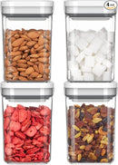 MR.SIGA 4 Pack Airtight Food Storage Container Set, BPA Free Kitchen Pantry Organization Canisters with One-handed Leak Proof Lids, 1L / 33.8oz, Medium, White by TinyTreasures Baby Boutique