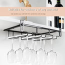 AUHOKY 2Pcs Adjustable Wine Glass Rack Under Cabinet, Punch-Free 3 Rows Stemware Metal Holder, Hanging Glass Storage Hanger Organizer for Shelf Kitchen Bar Decor (3 Rows, Black) by CozyNest Decor