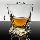 Crystal Whiskey Glasses Set of 2 (11 Oz), Old Fashioned Glass Packaged in Sturdy Gift Box, Unique Gifts for Men, Twisted Style Bourbon Glass Cocktail Glasses, Dad Gifts for Birthday by CozyNest Decor