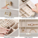 KAMIER Jewelry Box, 2 Layers PU Leather Jewelry Organizer Box, Large Capacity, Double Lock and Large Mirror, Hidden Necklace Hooks, Removable Dividers, Grey by TinyTreasures Baby Boutique