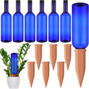 12 Pack Plant Watering Devices Include 6 Terracotta Self Watering Spikes and 6 Pcs 26 oz Plastic Bottles, Slow Release Vacation Insert Automatic Plant Waterer Device (Blue) by GreenHaven Gardens
