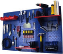 Wall Control Pegboard Organizer 4 ft. Metal Pegboard Standard Tool Storage Kit with Blue Toolboard and Red Accessories by GreenHaven Gardens