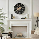 CLXEAST 24 Inch Wall Clock with Moving Gears, Black Gold Roman Numeral Wall Clocks for Modern Farmhouse Living Room Decor,House Warming Gifts New Home by CozyNest Decor