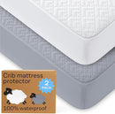 Niagara Crib 2 Pack 100% Waterproof Mattress Protector, Soft Breathable Crib Mattress Protector with Deep Pocket, Mattress Pad for Toddler and Baby (52x28, White, Gray) - Viscose Made from Bamboo by TinyTreasures Baby Boutique