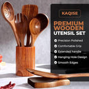 Wooden Spoons for Cooking, Kitchen Utensils Set, Wood Spatulas Soup Ladle Serving Spoons Teak Wooden Utensil Set（8 Pieces ） by CozyNest Decor