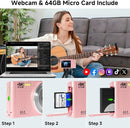 Digital Camera, FHD 4K 44MP Digital Camera, 16X Digital Zoom, Digital Point and Shoot Camera with 3-LED Fill Lights, 64GB SD Card, Compact Camera for Kids Teen Boys Girls, Pink by TinyTreasures Baby Boutique