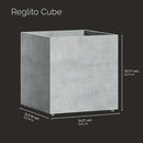 Reglito Cube Planter – Fiberglass Indoor/Outdoor and Weather-Resistant Large Planter (Concrete Stone, 31.5" L x 31.5" W x 32.1" H) by GreenHaven Gardens