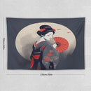 Japanese Woman Geisha Tapestry Asian Red Cherry Blossom Red Sun Traditional Kimono Folk Tapestries Home Decor for Living Room Bedroom Apartment Farmhouse Dorm 90"x60" by CozyNest Decor