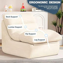 Misolant Bean Bag Chairs，Big Corduroy Fabric Sofa Bean Bag Chair for Adults and Teens with High-Resilience Sponge, Non-Slip Base Floor Lounge Sofa for Home, Living Room, Bedroom, Gaming Beige White by CozyNest Decor