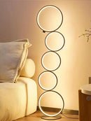 NUÜR 43.3" Modern Floor Lamp, LED Floor Lamp for Living Room, Dimmable, Circle Standing Lamp, Energy-Saving, Unique Lamp for Bedroom, Office, Home by CozyNest Decor