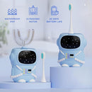Bendi Kids U-Shaped Electric Toothbrush Ages 2-7 – 360° Mouthguard Design with Memory, 5 Brushing Modes & Multiple Heads Soft Silicone Auto Toothbrush for Toddlers & Children – Travel-Friendly (Blue) by TinyTreasures Baby Boutique