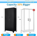 75" Metal Storage Cabinet, Tool Cabinets with Hooks, Garage Storage Cabinet with Lock, Heavy-Duty Tool Cabinet for Utility Room, Gym, Basement, Broom Closet Cabinet, Black by CozyNest Decor