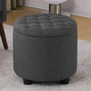 Furniliving 18.7inch Storage Round Ottoman, Footstools with Hidden Storage with Removable Lid, Stylish Button Tufted Design Ottoman Foot Stools for Living Room, Bedroom，Darkgrey by CozyNest Decor