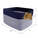 COMFY-HOMI Rectangular Cotton Rope Basket With Handles for Shelves|Dog Toy|Baby Gift - Dark Blue (13.5" x 11" x 9.5") by TinyTreasures Baby Boutique