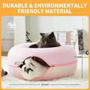 Jia Xi Cat Tunnel Bed & Hideout - Large Indoor Cat Condo & Cave (24 inch, Pink) by CozyNest Decor