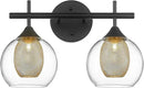 Black and Gold Bathroom Light Fixture, Farmhouse Wall Sconce Lighting with Clear Glass and Honeycomb Metal Shade, 2-Light Black Brass Vanity Light Over Mirror, AD-22001-2W-BK by CozyNest Decor