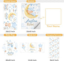 Personalized Baby Crib Bedding Set, 5 Pcs Custom Name Baby Crib Set with Double Layer Blanket, Soft Blue Moon Bear Nursery Bedding Set for Girls Boys, Customized Gifts for Toddlers Infants by TinyTreasures Baby Boutique