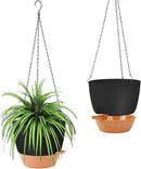 GARDIFE Hanging Planter, 10 inch Hanging planters for Indoor. Outdoor Plants, Self Watering Plant Pot, 2 Pack Large self Watering Hanging Planter, Black by CozyNest Decor