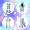 Nattork Kids Roller Skates for Girls Boys Kids, 4 Sizes Adjustable Quad Skates Butterfly and Flower with All Light up Wheels - Birthday Gift for Indoor Outdoor Sports by TinyTreasures Baby Boutique
