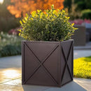 Metal Square Planter Box Tall Planters for Outdoor Plants Modern Heavy Duty with Drainage Holes for Outside Indoor Patio Deck - Brown, 17”x 17”x 18” by CozyNest Decor