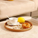Round Rattan Tray with Mother of Pearl Inlay & Wooden Base - Decorative Wicker Serving Tray for Coffee/Bread/Fruits, Food Storage & Display - Multipurpose Home Decor (M,Four-Petal Flower) by CozyNest Decor
