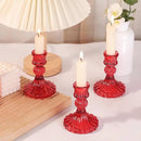 12PCS Red Candlestick Holders Set- 4" H Taper Candle Holders, Glass Candle Holders Bulk for Activities, Party, Home Table Centerpieces, Festival Gifts & Windowsill Decor by CozyNest Decor