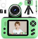 Kids Camera, Birthday Gifts for Boys and Girls Age 3-8,Video Recorder for Kids 8-12,Childrens Digital Camcorder for vlogging Portable Kids Selfie Camera with 32GB SD Card Green by TinyTreasures Baby Boutique