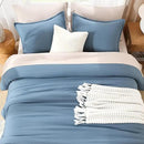 Litanika King Comforter Set Grayish Blue, 3 Pieces Lightweight Solid Bedding Comforter Set, All Season Fluffy Bed Set (104x90In Comforter & 2 Pillowcases)