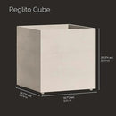 Reglito Cube Planter – Fiberglass Indoor/Outdoor and Weather-Resistant Large Planter (Sand Stone, 19.7" L x 19.7" W x 20.3" H) by GreenHaven Gardens