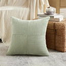 Fancy Homi 2 Packs Sage Green Samll Decorative Throw Pillow Covers 12x12 Inch with for Couch Bed Sofa, Rustic Farmhouse Boho Home Decor, Soft Corss Patchwork Corduroy Square Cushion Case 30x30 cm by CozyNest Decor