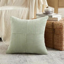 Fancy Homi 2 Packs Sage Green Decorative Throw Pillow Covers 16x16 Inch for Living Room Couch Bed, Rustic Farmhouse Boho Home Decor, Soft Corss Patchwork Corduroy Textured Square Cushion Case 40x40 cm by CozyNest Decor