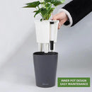 Dexceder 6x7 Self Watering Planter Indoor Outdoor, Matte Table Flower Plant Pot with Water Level Indicator (Slate Gray) by CozyNest Decor