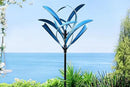 LimeHill Wind Spinner for Yard and Garden - Large Metal Kinetic Wind Sculptures for Outdoor Decorations (Blue Lotus 2) by GreenHaven Gardens